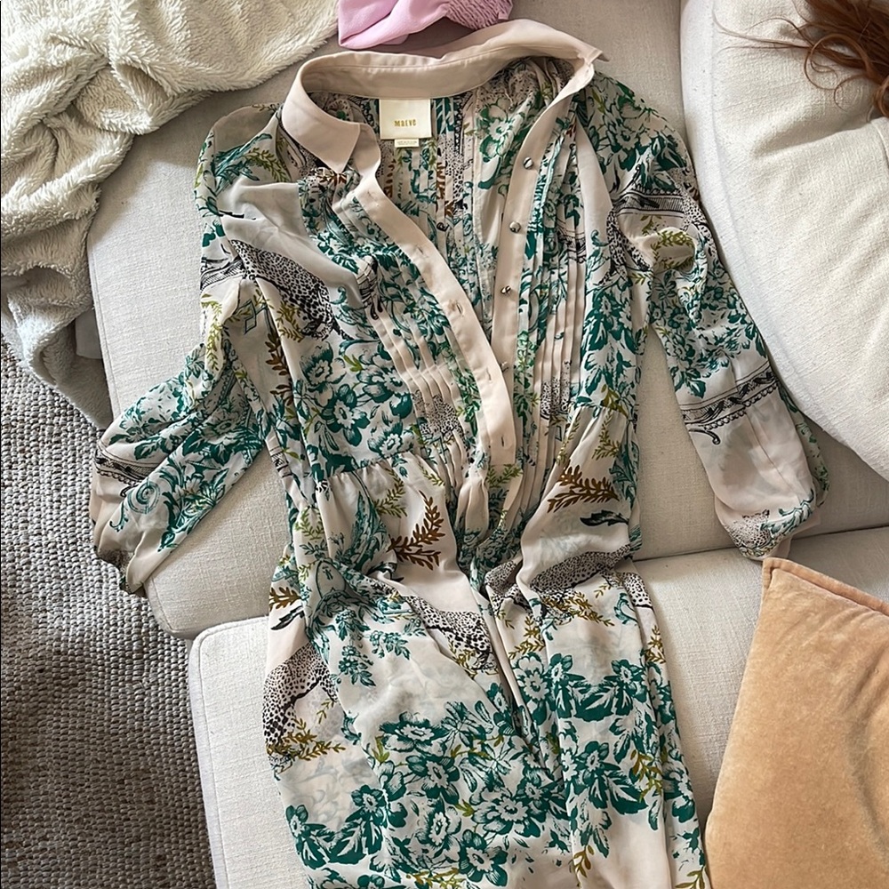 Maeve sheetr dress with animal print and floral